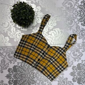Maje Yellow Plaid Crop Top